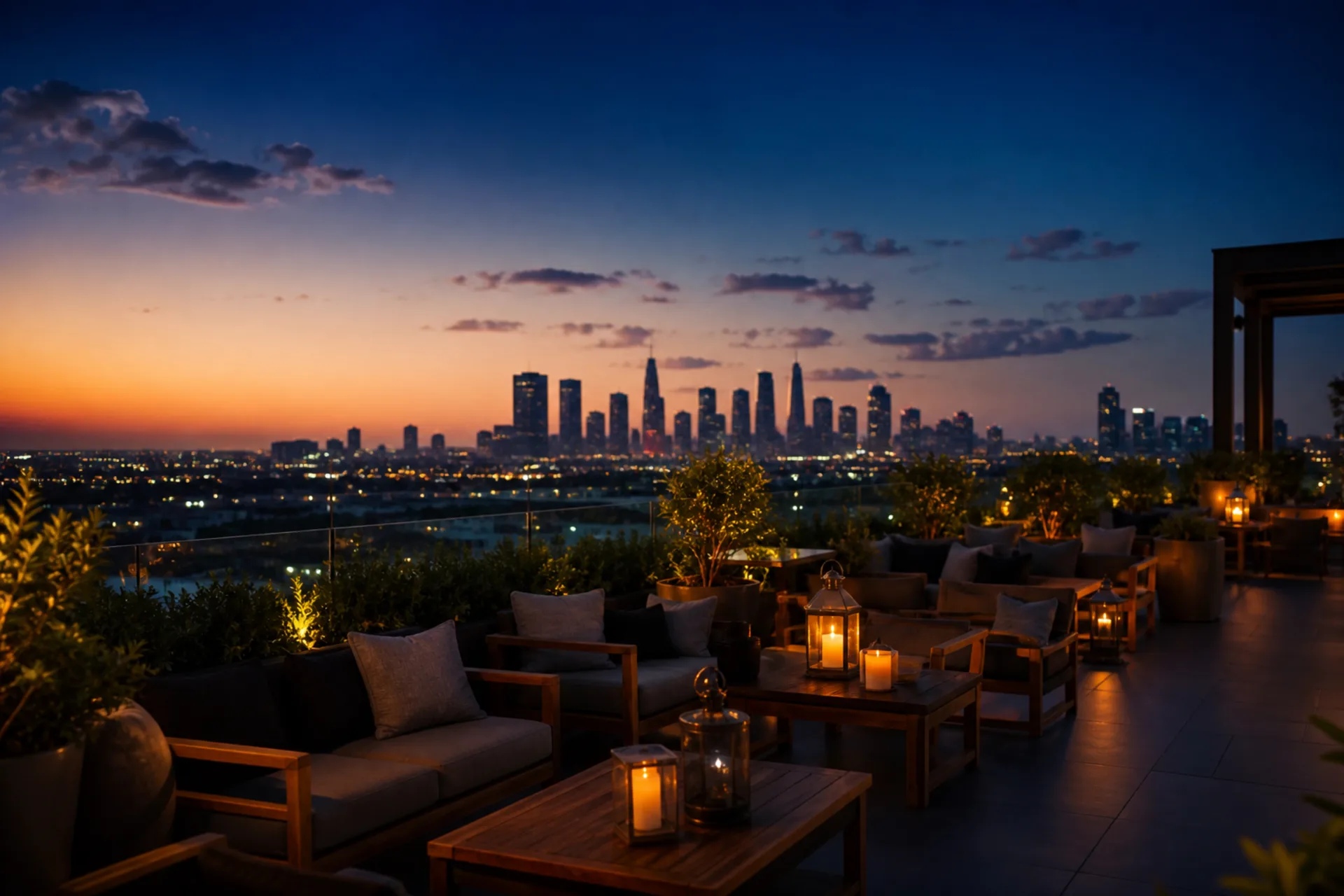 Evening light over Los Angeles hills and city skyline