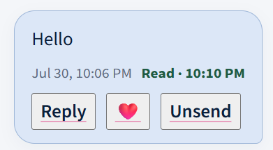 Example message bubble showing Read with the time it was opened
